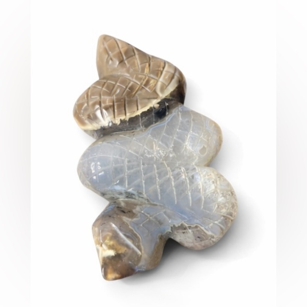 Volcano Agate Double Snake Carving